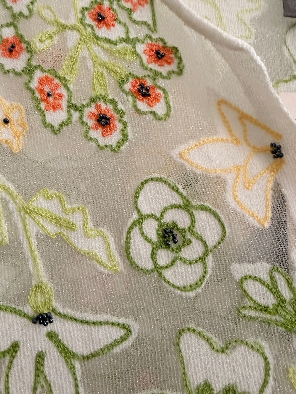 Sigrid Olsen White Floral Embroidered Button-Front Top - Picture 4 of 7